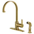 Gourmetier LS8713CTLSP Single-Handle Kitchen Faucet with Side Sprayer, Brushed Brass LS8713CTLSP